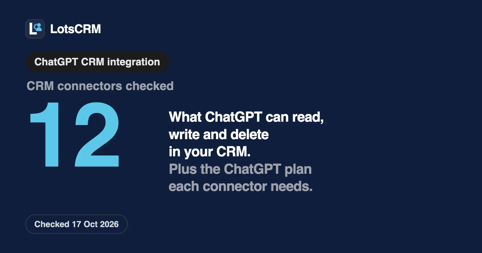 ChatGPT CRM Integration: What Your Agent Can Do in Each CRM's Connector (2026)